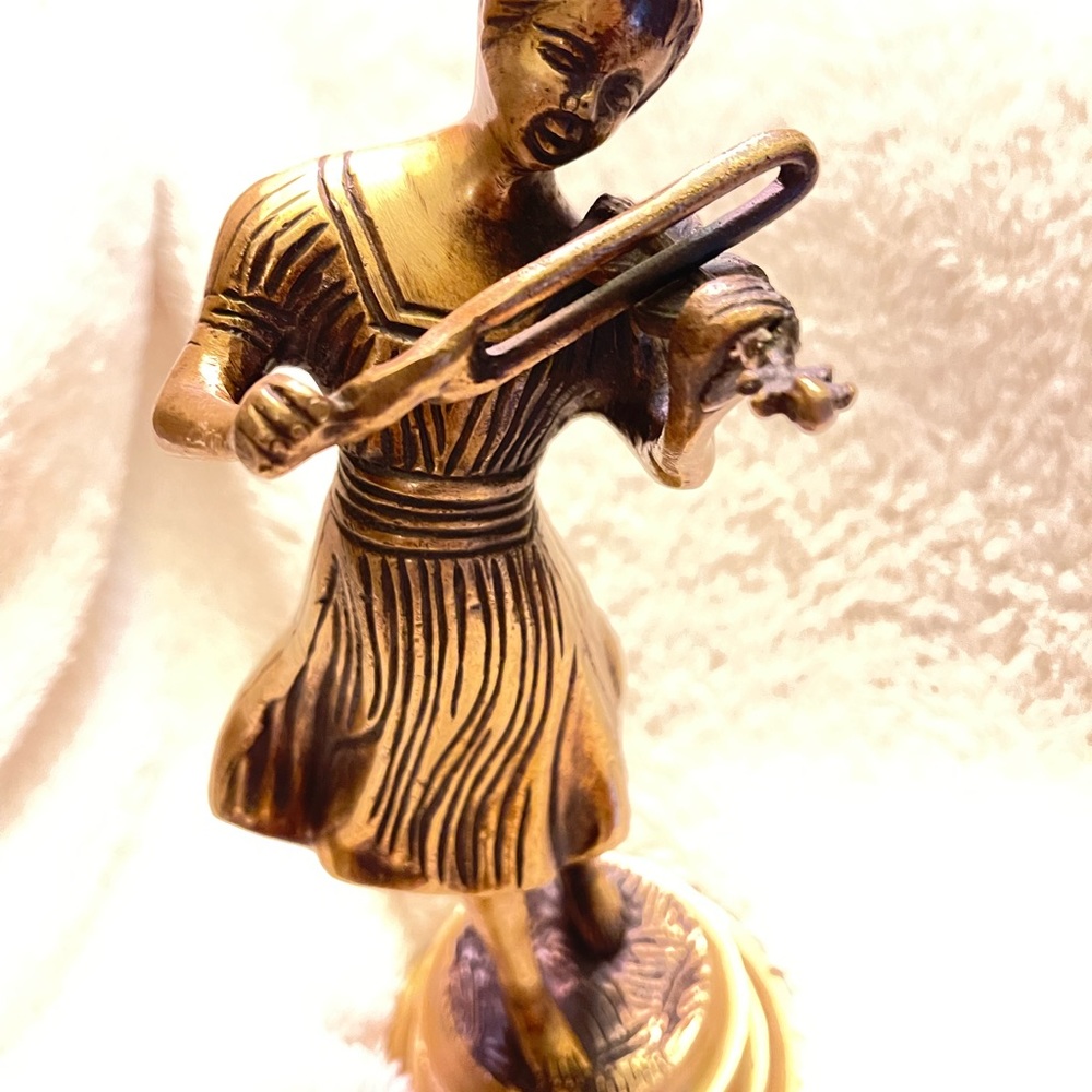 Vintage Brass sculpture girl playing violin